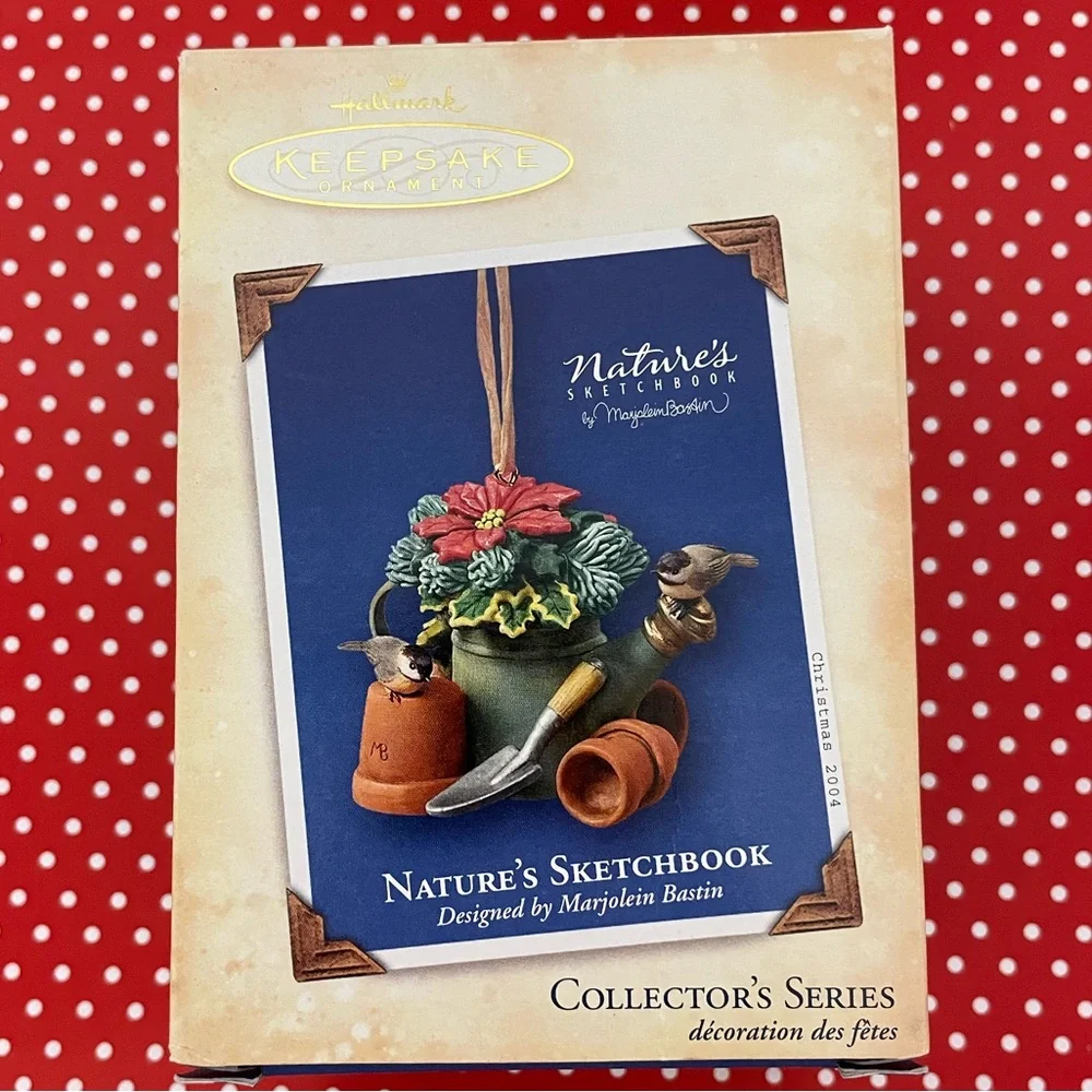 2004 HALLMARK Natures Sketchbook By Marjolein Bastin Poinsettias In Watering Can